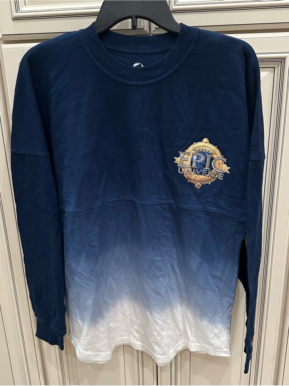 Universal Epic Universe Ombre Navy-to-White Long Sleeve Tee